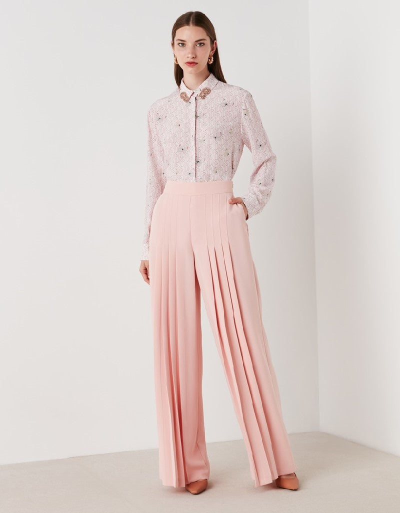 Ipekyol Pleated Wide Leg Solid Culottes Powder