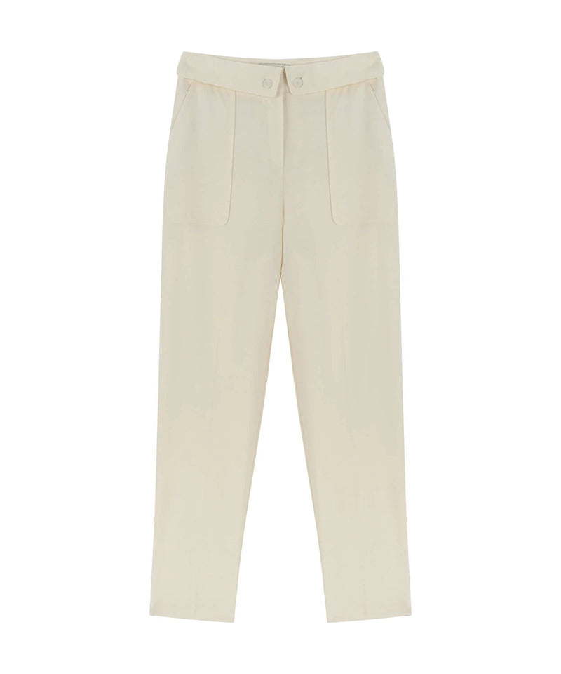 Ipekyol Flap Waist Solid Classic Trouser Ecru