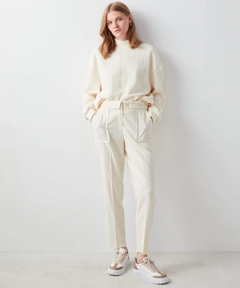 Ipekyol Flap Waist Solid Classic Trouser Ecru