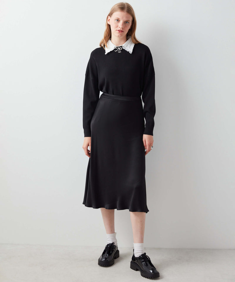 Ipekyol Satin Midi Skirt Black