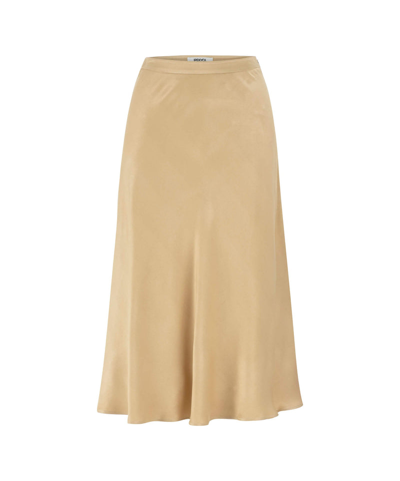 Ipekyol Satin Midi Skirt Camel