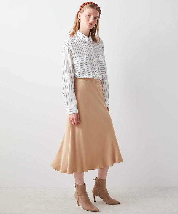 Ipekyol Satin Midi Skirt Camel