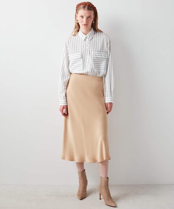 Ipekyol Satin Midi Skirt Camel