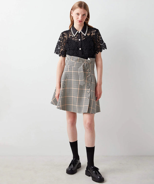 Ipekyol Checkered Skirt With Buttons L.Brown