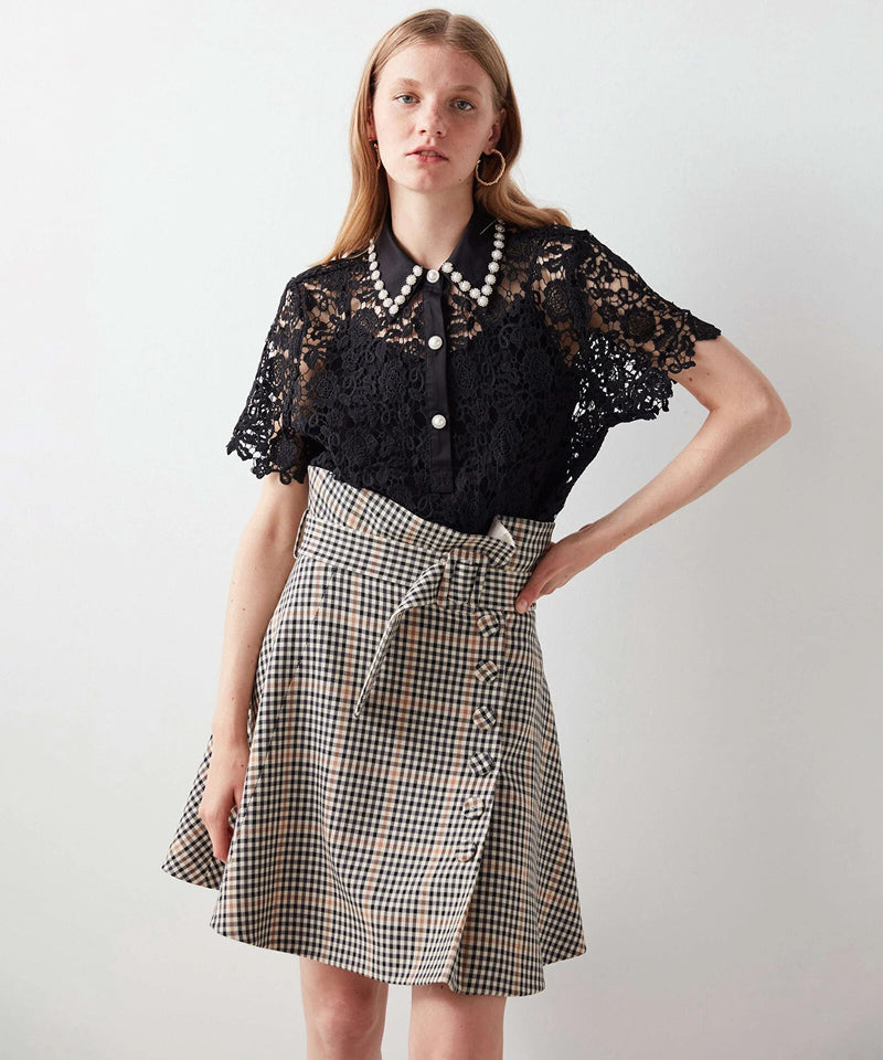 Ipekyol Checkered Skirt With Buttons L.Brown