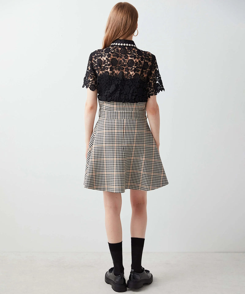 Ipekyol Checkered Skirt With Buttons L.Brown