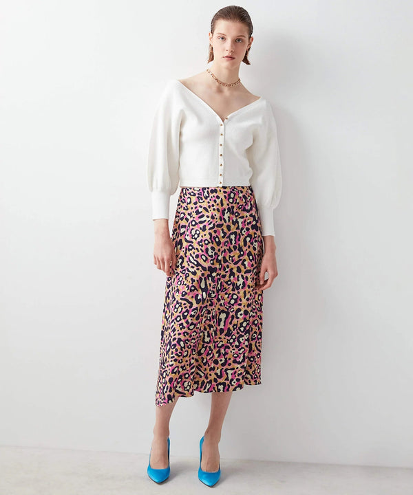 Ipekyol All Over Leopard Printed Skirt Fuschia