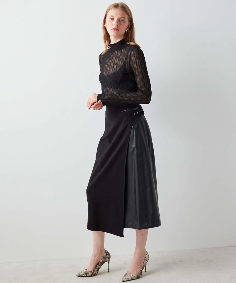 Ipekyol Pu Wrap Midi Skirt Black