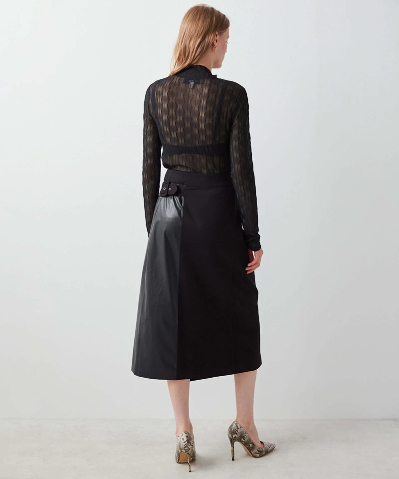 Ipekyol Pu Wrap Midi Skirt Black