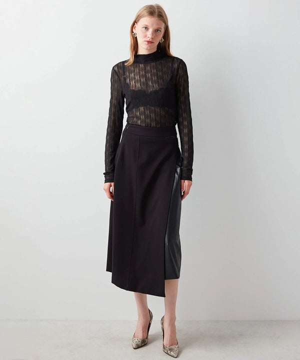 Ipekyol Pu Wrap Midi Skirt Black