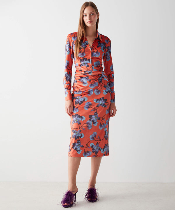 Ipekyol Floral Print Midi Skirt Orange