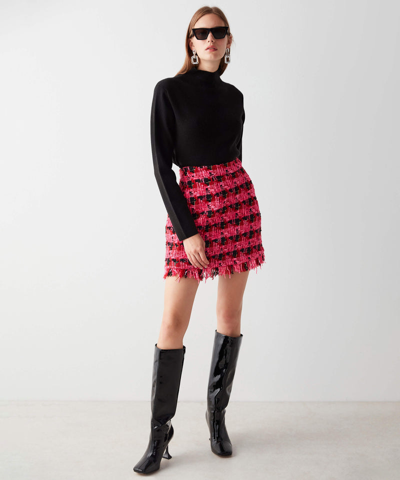 Ipekyol Tweed Mini Skirt Fuchsia