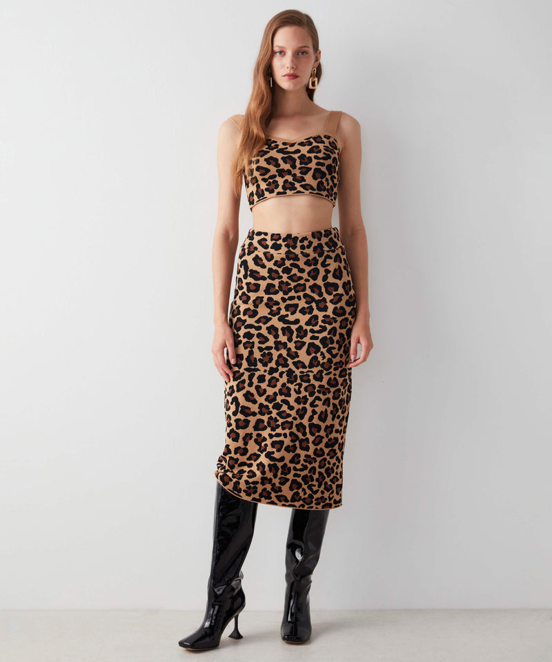 Ipekyol Leopard Print Midi Skirt Brown