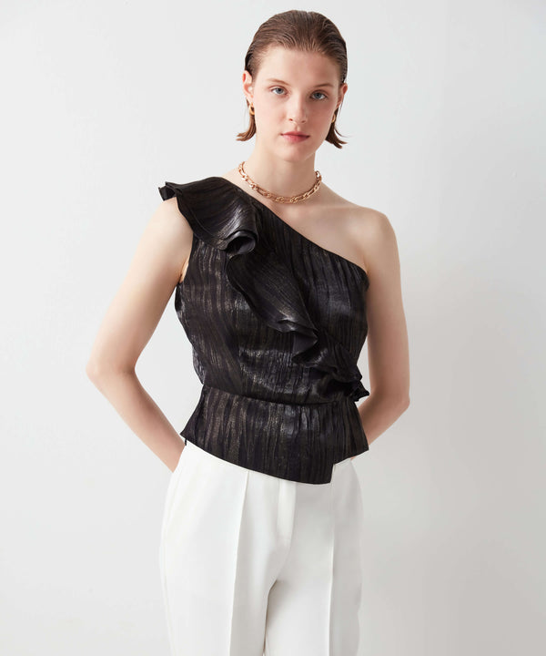 Ipekyol Asymmetrical One Shoulder Top Gold