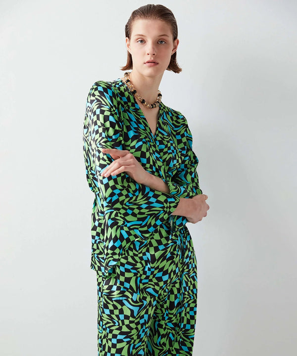 Ipekyol Wavy Geometrical Printed Blouse Blue