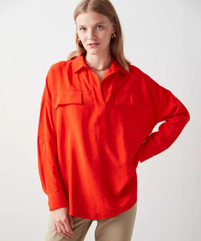 Ipekyol Solid Classy Blouse Vermilion