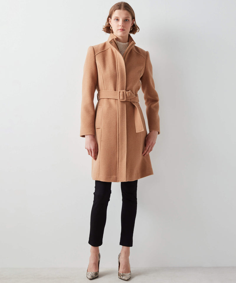 Ipekyol Seamed Stamp Coat With Belt Camel