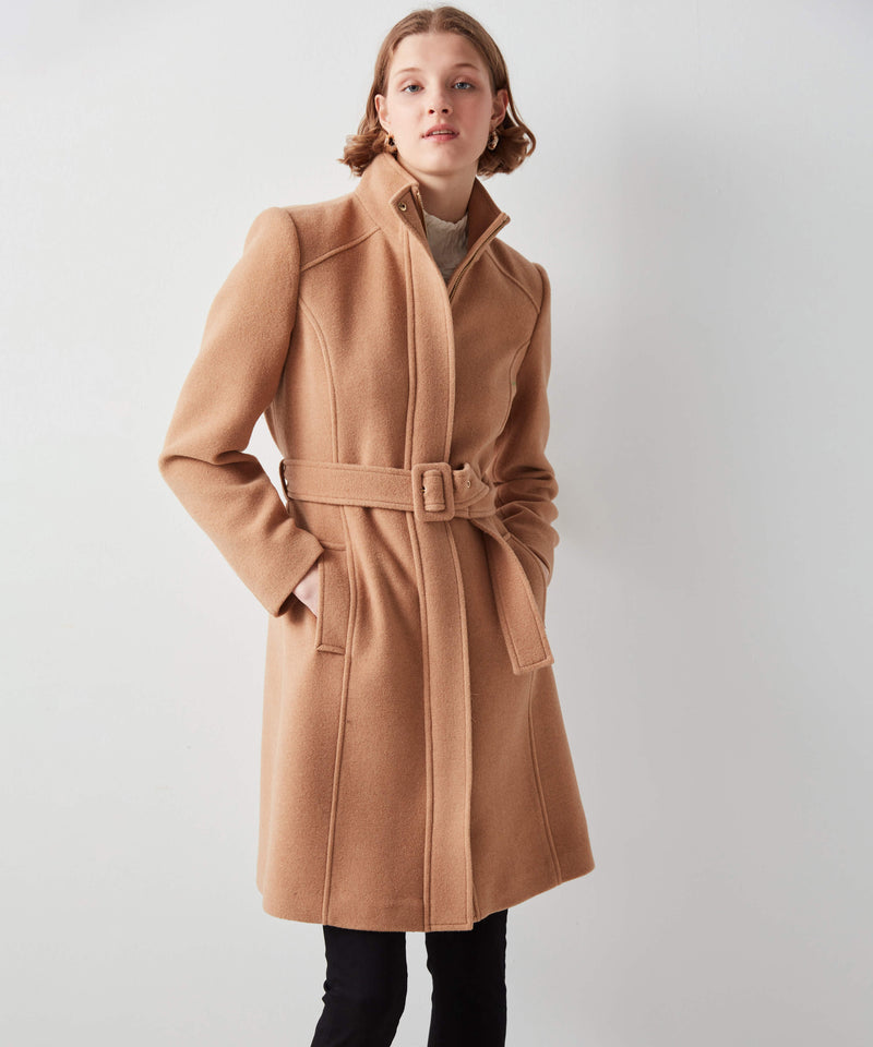 Ipekyol Seamed Stamp Coat With Belt Camel