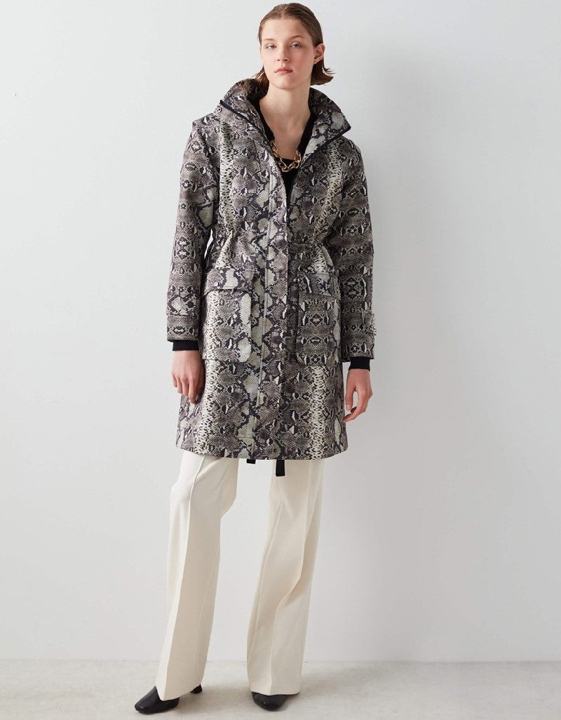 Ipekyol Snake Printed Midi Coat Brown