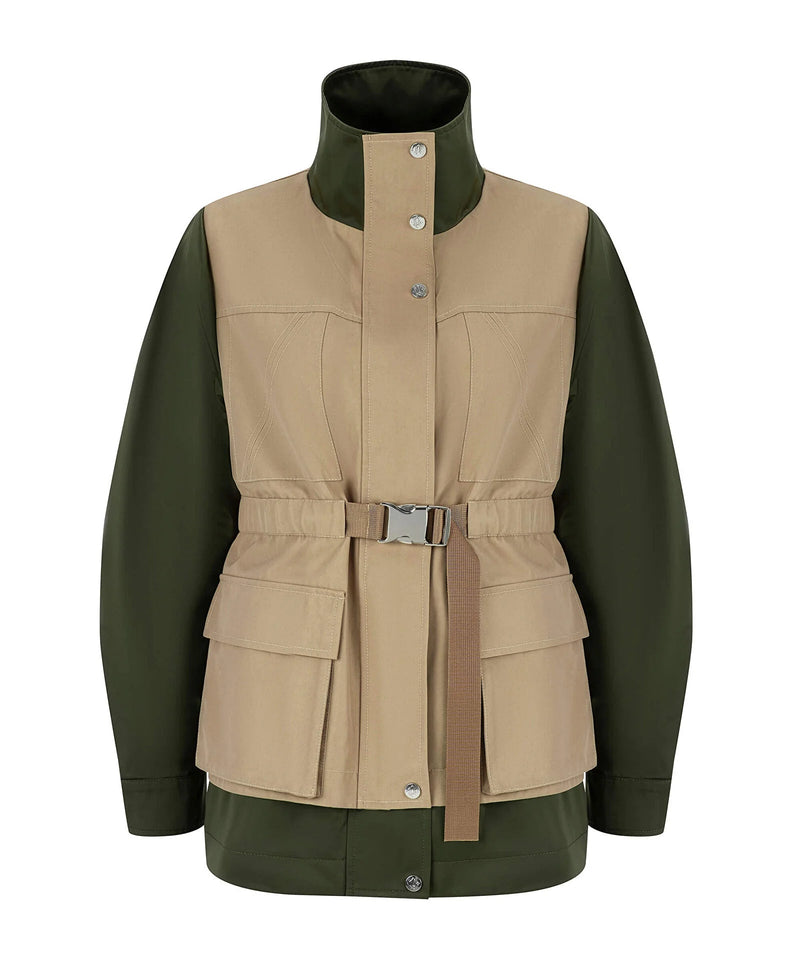 Ipekyol Two Tone Jacket With Drawstring Waist Khaki