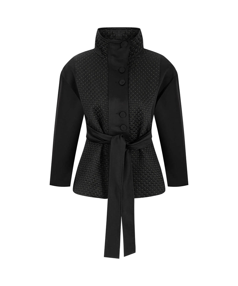 Ipekyol High Neck Quilted Coat With Belt Black