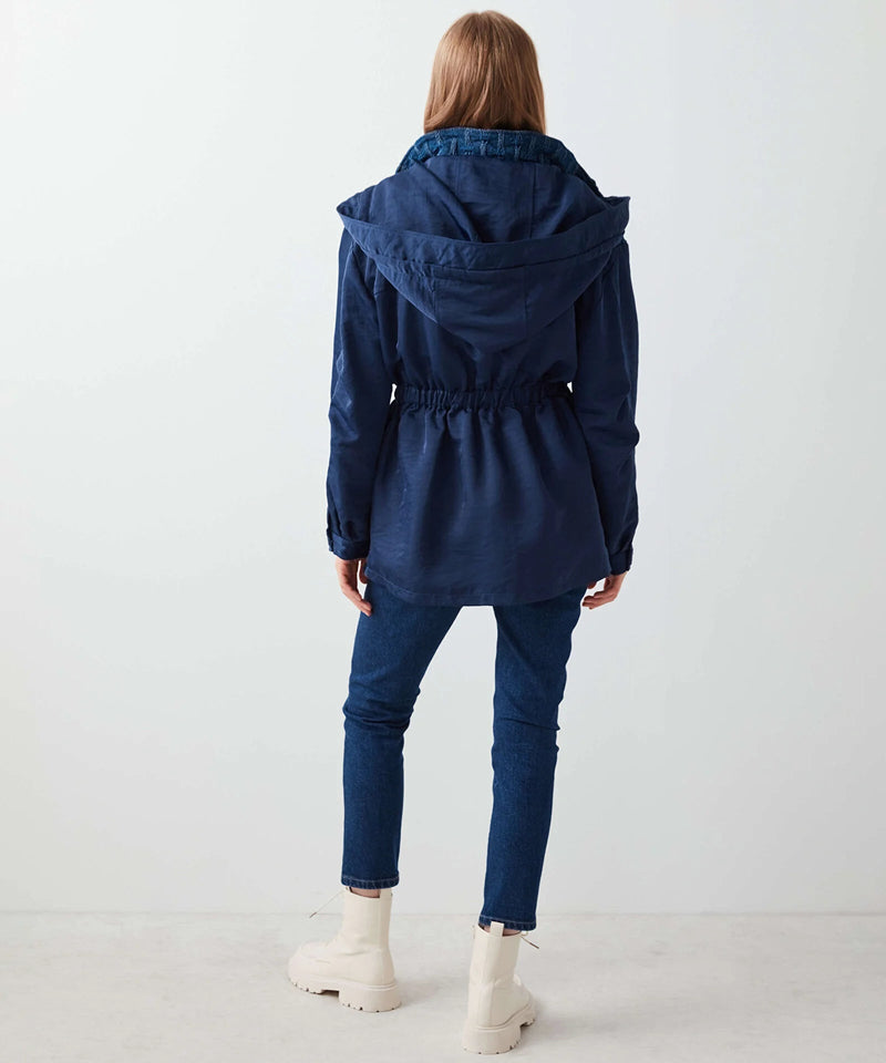 Ipekyol Textured Drawstring Waist Jacket Navy Blue