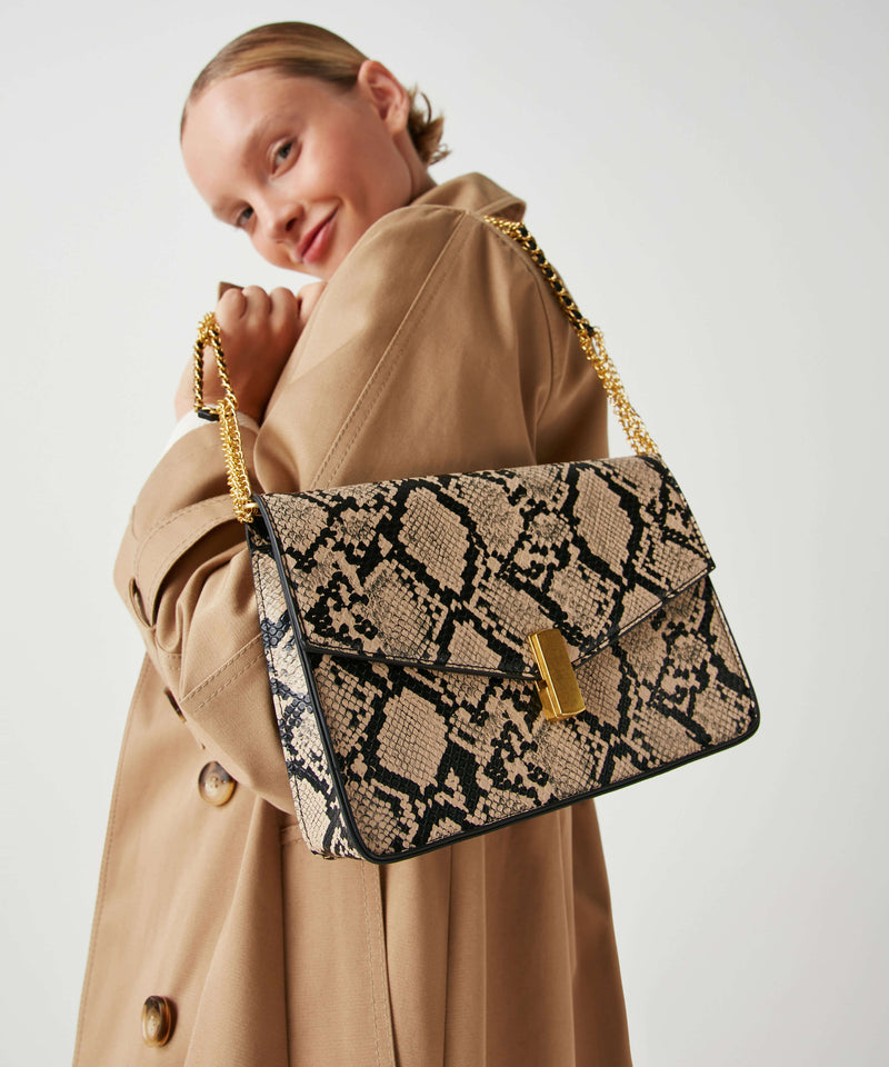 Ipekyol Snake Skin Pattern Bag Beige