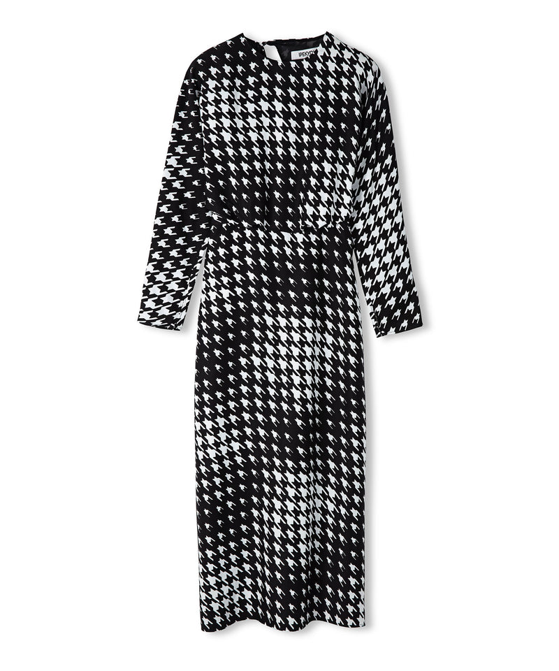 Ipekyol Houndstooth Pattern Midi Dress White