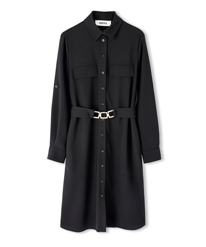 Ipekyol Shirt Dress With Metal Accessories Black