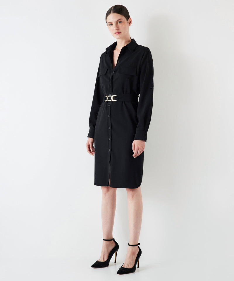 Ipekyol Shirt Dress With Metal Accessories Black