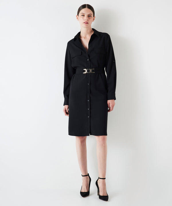 Ipekyol Shirt Dress With Metal Accessories Black