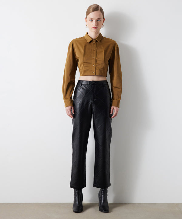 Ipekyol Leather Look Stitched Trousers Black