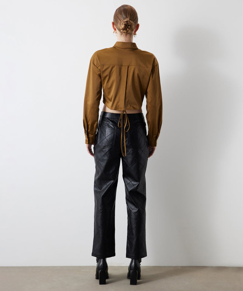 Ipekyol Leather Look Stitched Trousers Black