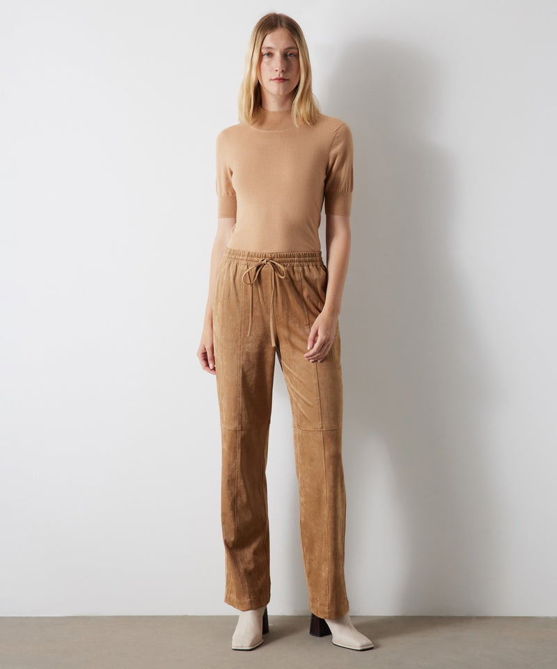 Ipekyol Suede Drawstring Trousers Natural