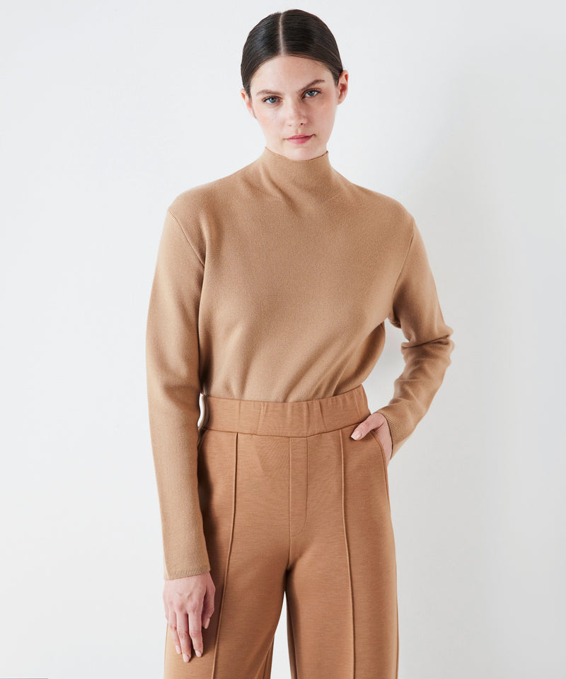 Ipekyol Relaxed Fit Rib-Stitched Trousers Camel