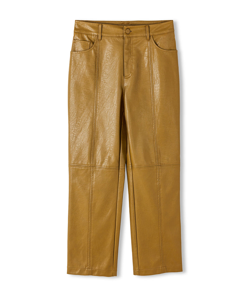 Ipekyol Straight Fit Leather Look Trousers Olive