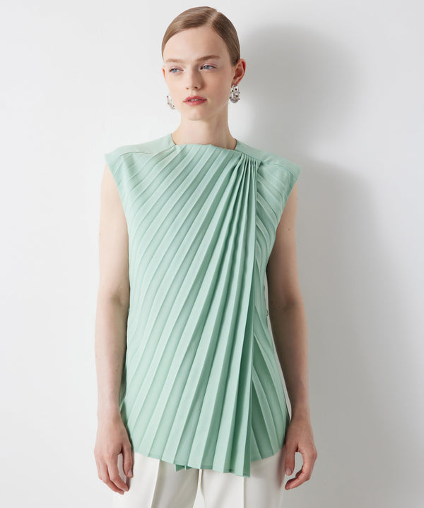 Ipekyol Pleated Asymmetrical Blouse Light Green