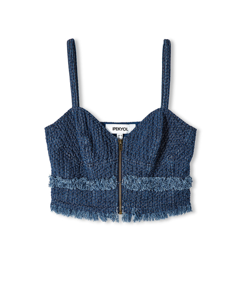 Ipekyol Tweed Bustier Navy Blue