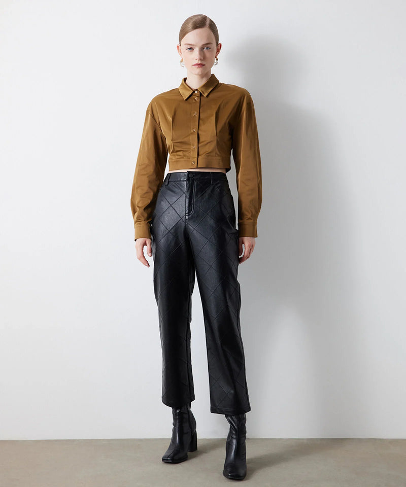 Ipekyol Solid Crop Waist Blouse Tobac