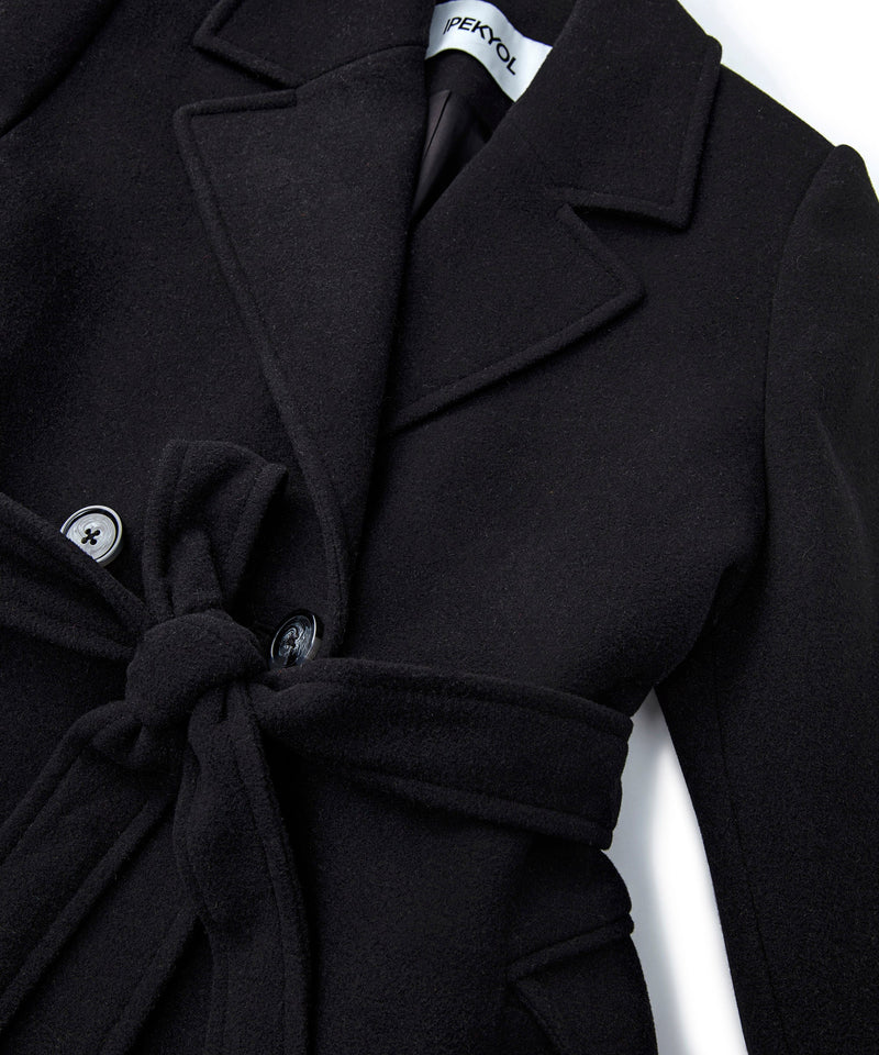 Ipekyol Belted Cashmere Textured Coat Black