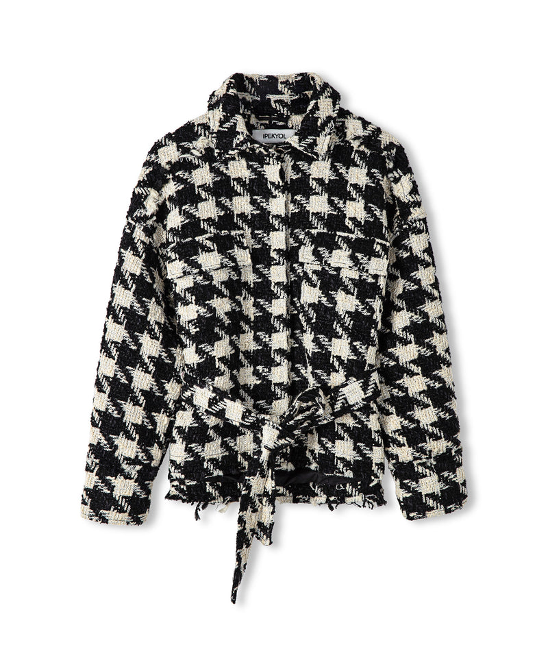 Ipekyol Hounds Tooth Pattern Coat White