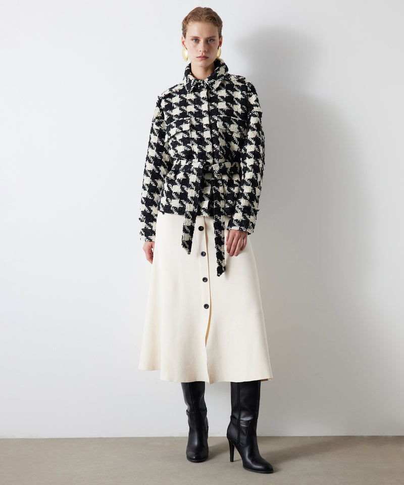 Ipekyol Hounds Tooth Pattern Coat White