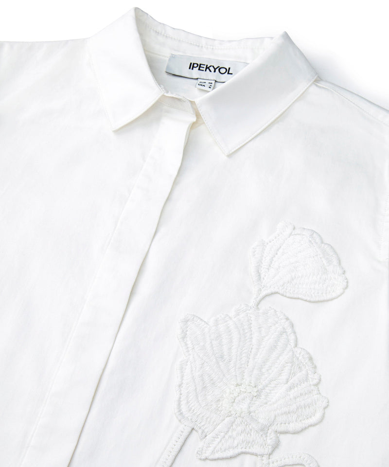 Ipekyol Floral Applique Solid Shirt White