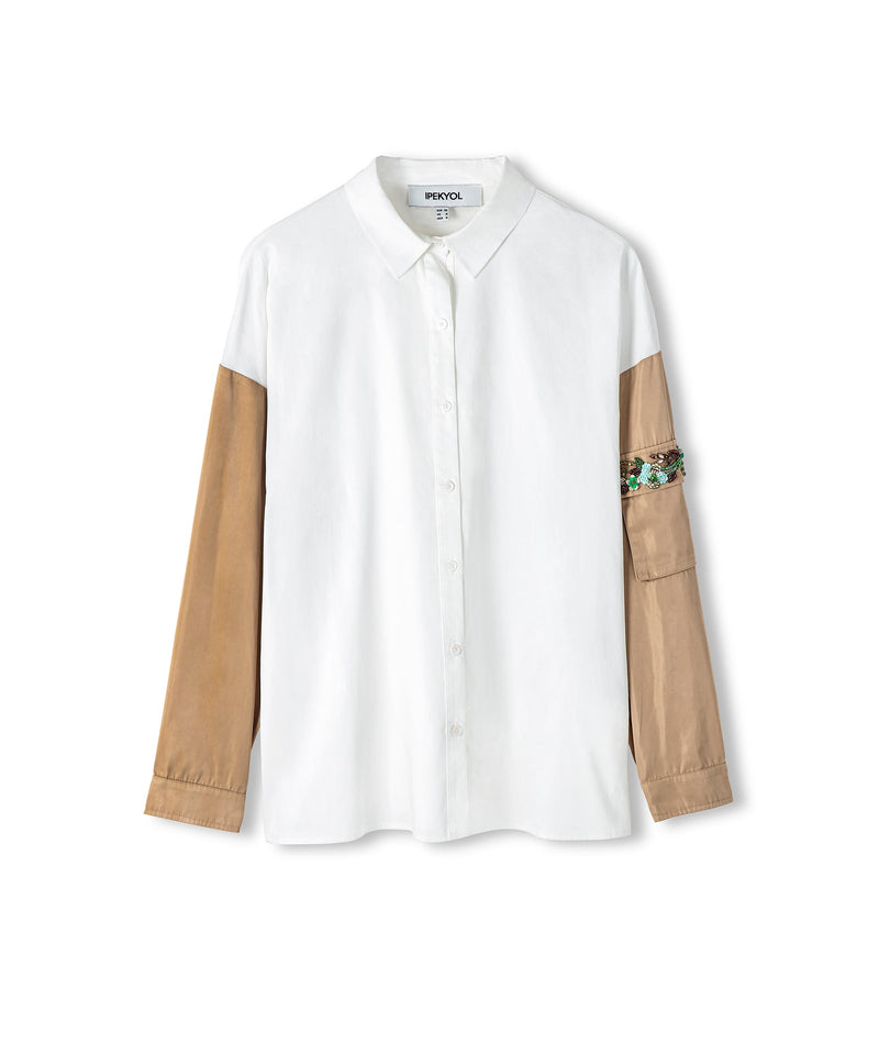 Ipekyol Stone Embroidered Color Block Shirt White