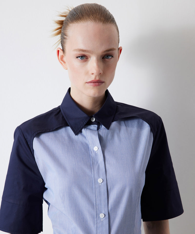 Ipekyol Technical Fabric Mix Shirt Blue