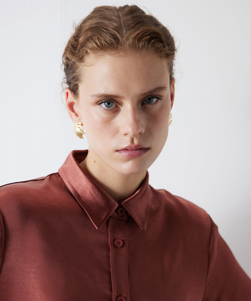 Ipekyol Shiny Textured Shirt Terracotta