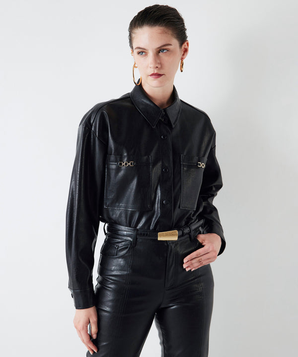 Ipekyol Leather Look Shirt Black