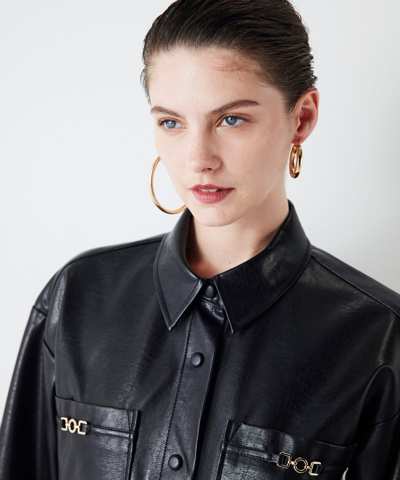 Ipekyol Leather Look Shirt Black