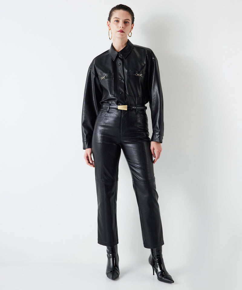 Ipekyol Leather Look Shirt Black