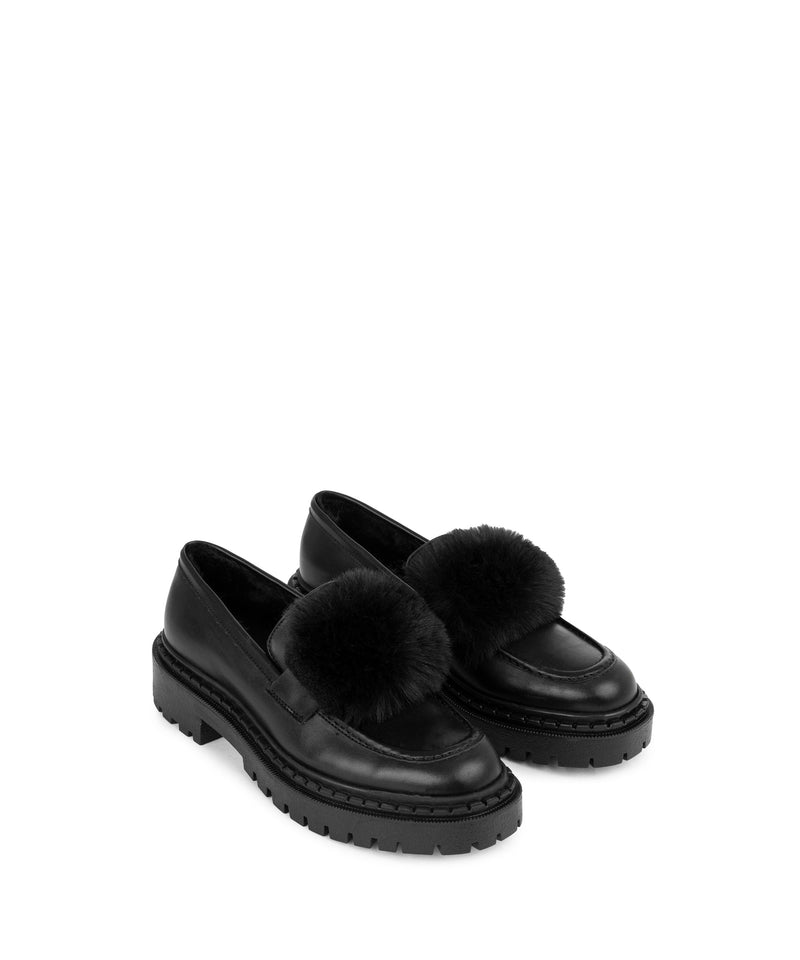 Ipekyol Faux Fur Moccasin Black